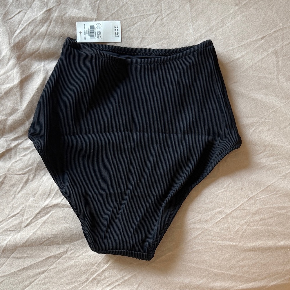 aerie Black Ribbed High-Waist Bikini Set - Picture 3 of 5